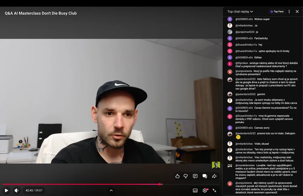 Kamil Aujesky na Q&A live stream
